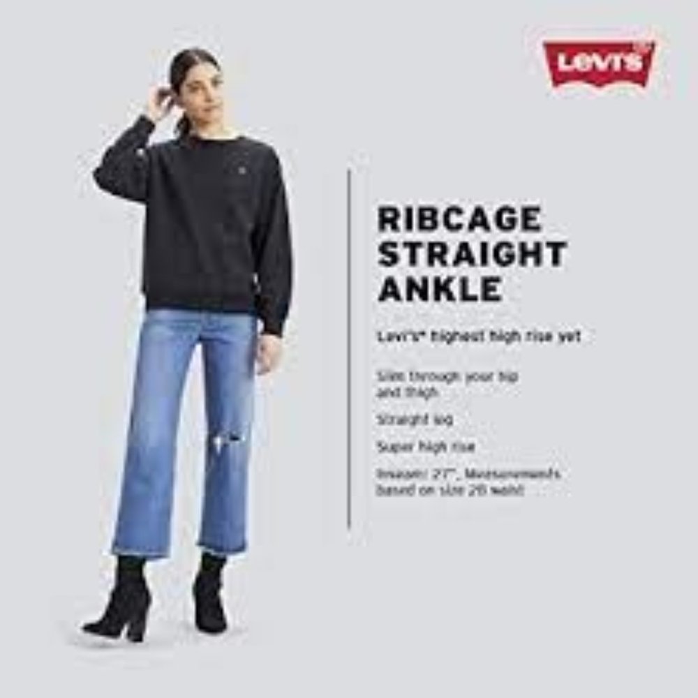 Levi’s Premium Ribcage Straight Ankle (2021), Capital E, 32x27, NWT, $108 MSRP - Picture 2 of 15
